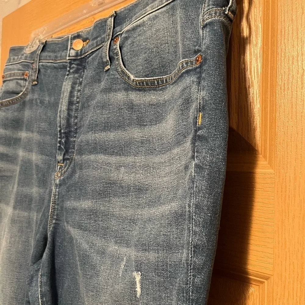 J Crew 10” Toothpick Straight Leg Denim Blue Jeans With Raw Hem Size 33